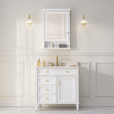 WELLFOR GRACE Solid Wood 24-in x 34-in Surface Mount White Mirrored Soft Close Medicine Cabinet
