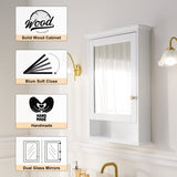 WELLFOR 24-in x 34-in Surface Mount White Mirrored Soft Close Medicine Cabinet