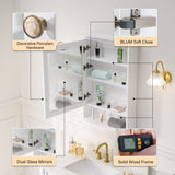 WELLFOR 24-in x 34-in Surface Mount White Mirrored Soft Close Medicine Cabinet