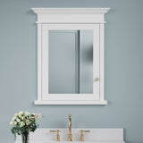WELLFOR GRACE Solid Wood 26-in x 32-in Recessed Mount White Mirrored Soft Close Medicine Cabinet
