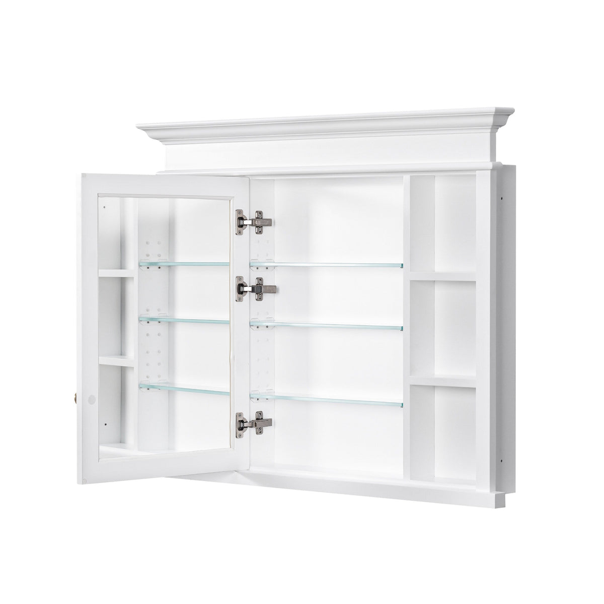 WELLFOR GRACE Solid Wood 40-in x 32-in Recessed Mount White Mirrored Soft Close Medicine Cabinet