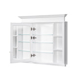 WELLFOR GRACE Solid Wood 40-in x 32-in Recessed Mount White Mirrored Soft Close Medicine Cabinet