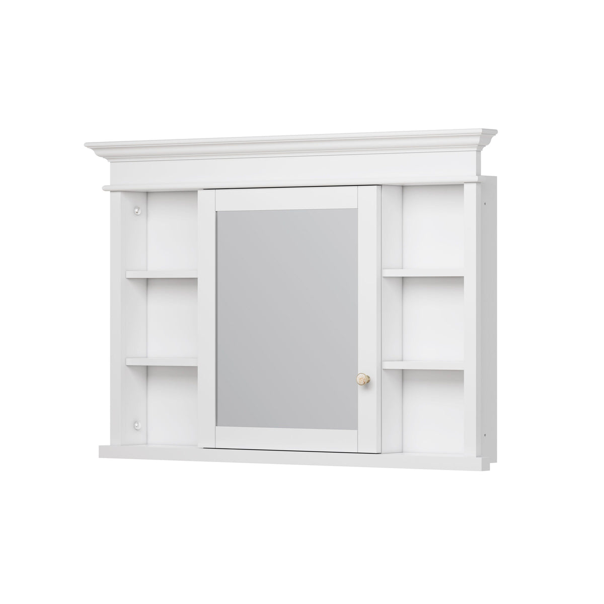 WELLFOR GRACE Solid Wood 48-in x 32-in Recessed Mount White Mirrored Soft Close Medicine Cabinet