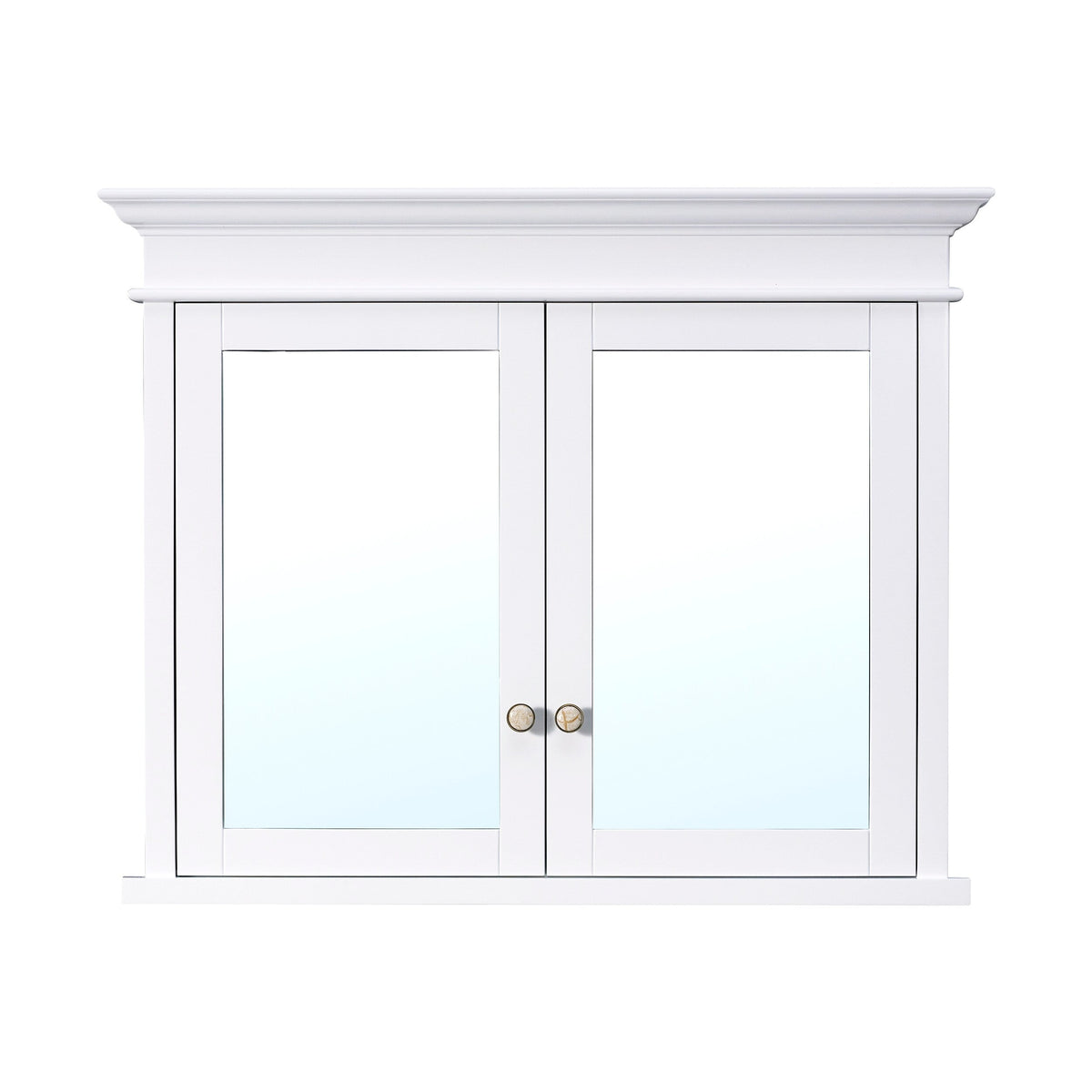 WELLFOR GRACE Solid Wood 40-in x 32-in Recessed Mount White Mirrored Soft Close Medicine Cabinet
