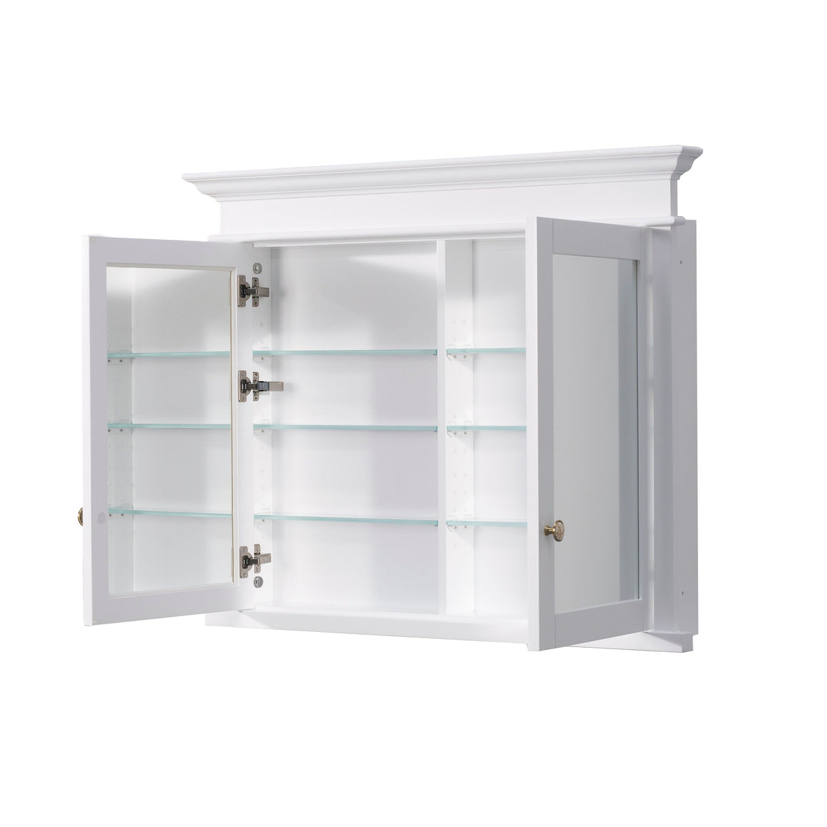 WELLFOR GRACE Solid Wood 40-in x 32-in Recessed Mount White Mirrored Soft Close Medicine Cabinet
