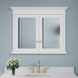 WELLFOR GRACE Solid Wood 40-in x 32-in Recessed Mount White Mirrored Soft Close Medicine Cabinet