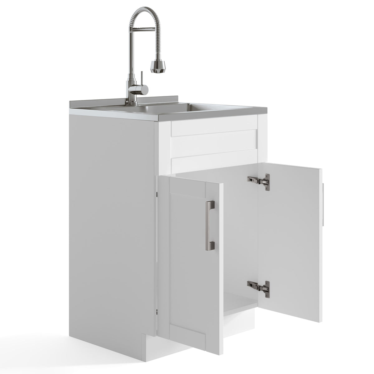 Simpli Home Hennessy 23.6-in Freestanding Laundry Sink with Cabinet