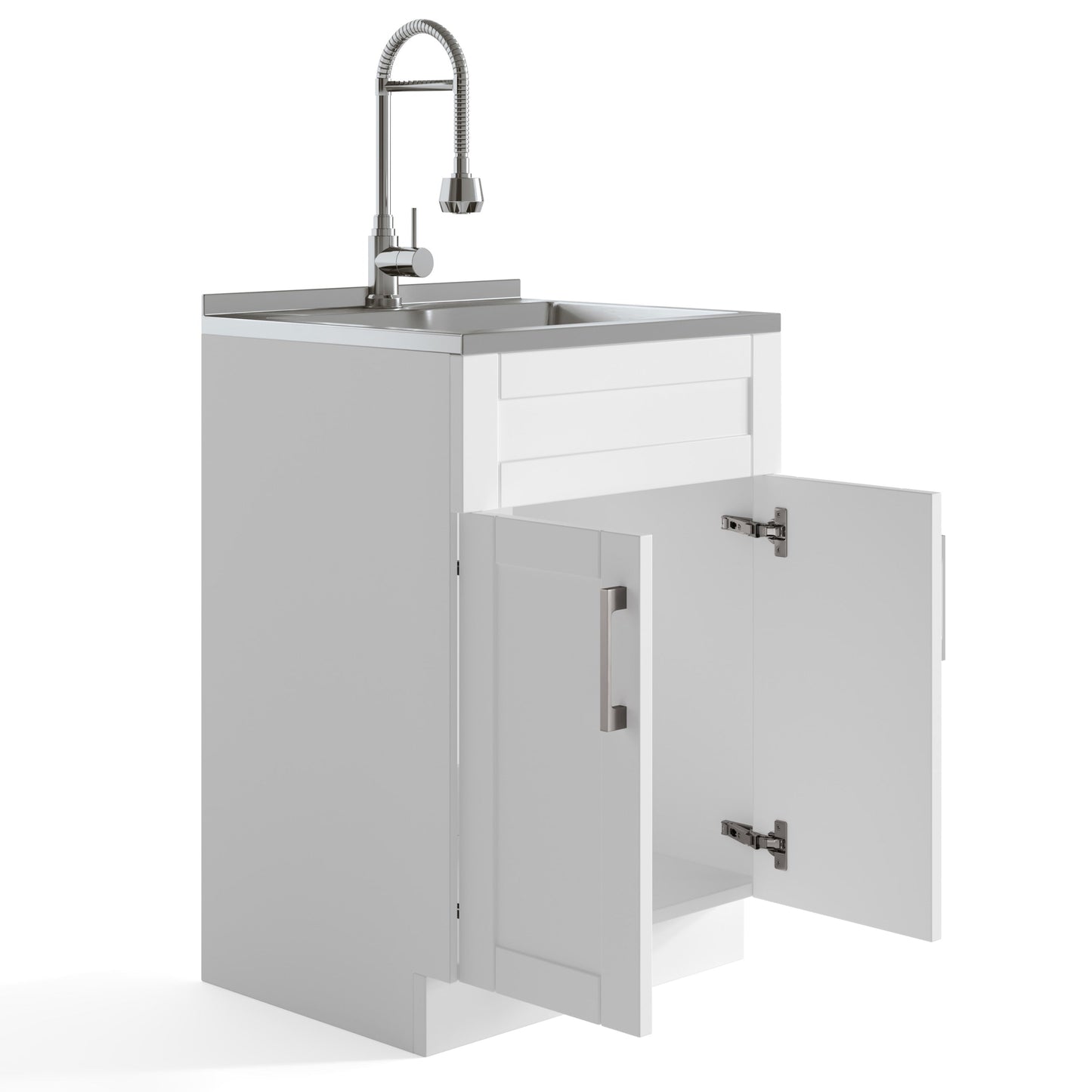 Simpli Home Hennessy 23.6-in Freestanding Laundry Sink with Cabinet
