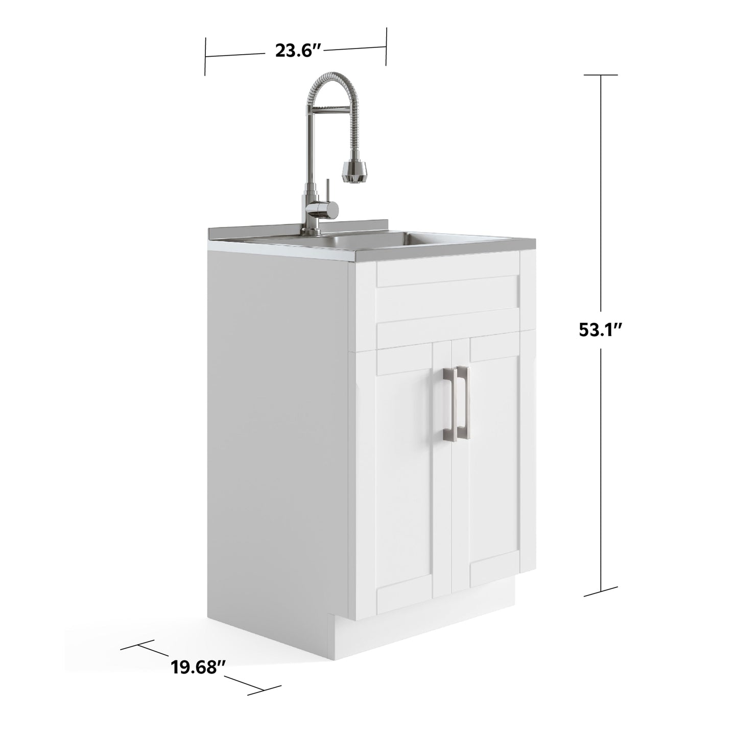 Simpli Home Hennessy 23.6-in Freestanding Laundry Sink with Cabinet