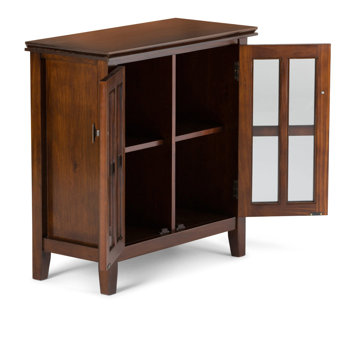 Simpli Home Artisan Russet Brown Transitional Wood Media Cabinet