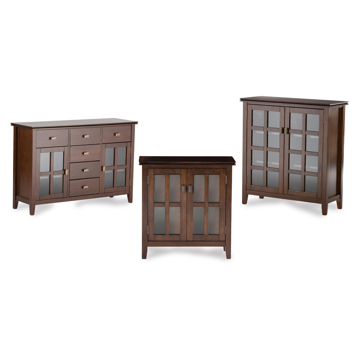 Simpli Home Artisan Russet Brown Transitional Wood Media Cabinet