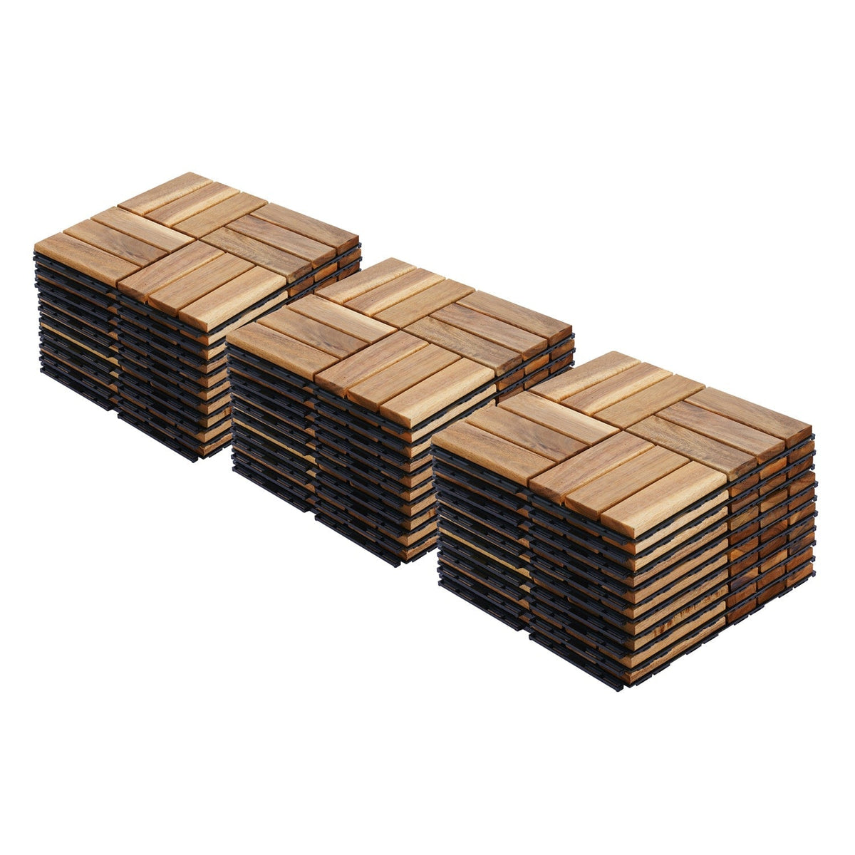 Bybafun 12-in x 12-in 30-Pack Yellow Prefinished Wood Deck Tile (30-sq ft)