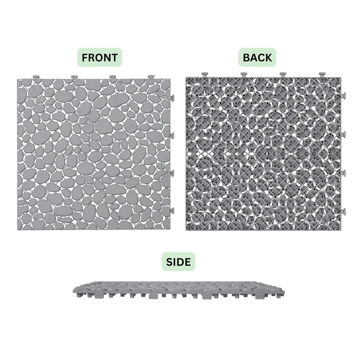 Bybafun 12-in x 12-in 24-Pack Gray Prefinished Vinyl/Plastic Deck Tile (24-sq ft)