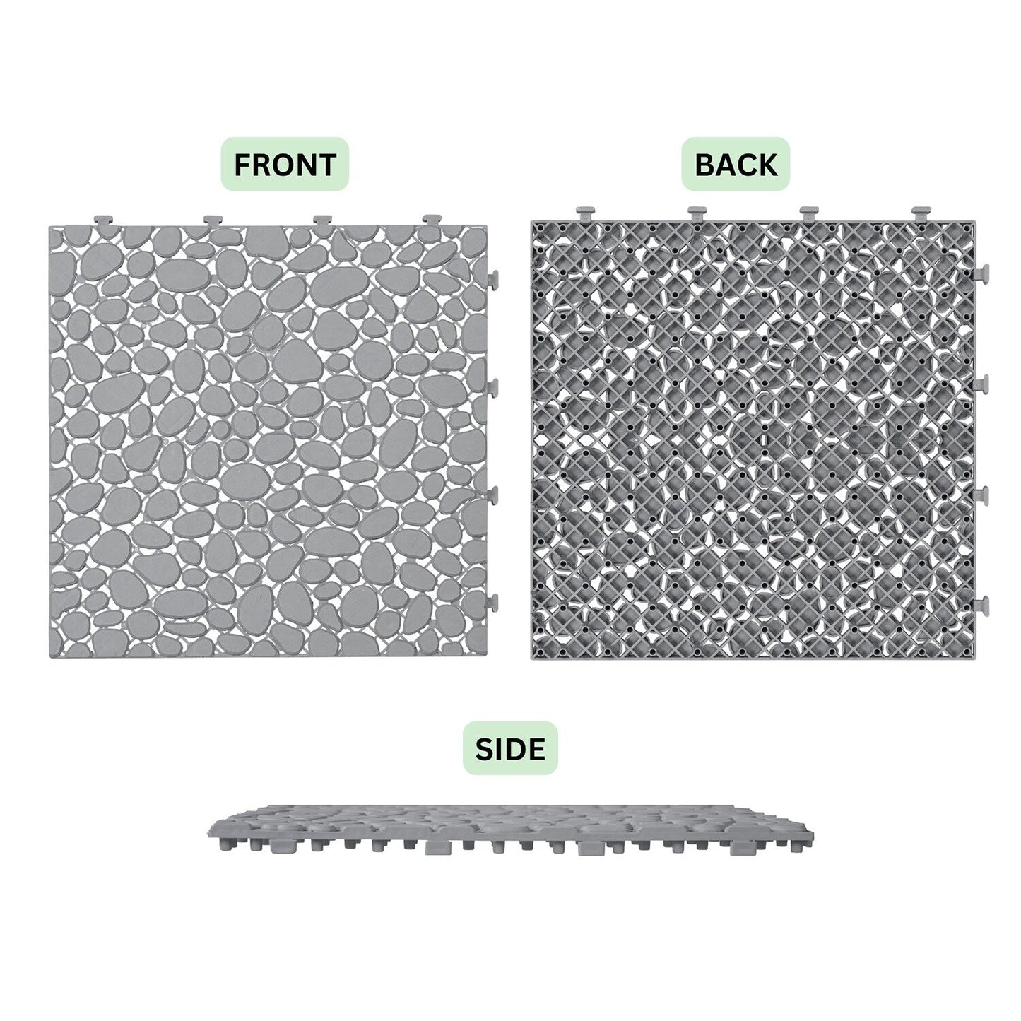 Bybafun 12-in x 12-in 60-Pack Gray Prefinished Vinyl/Plastic Deck Tile (60-sq ft)