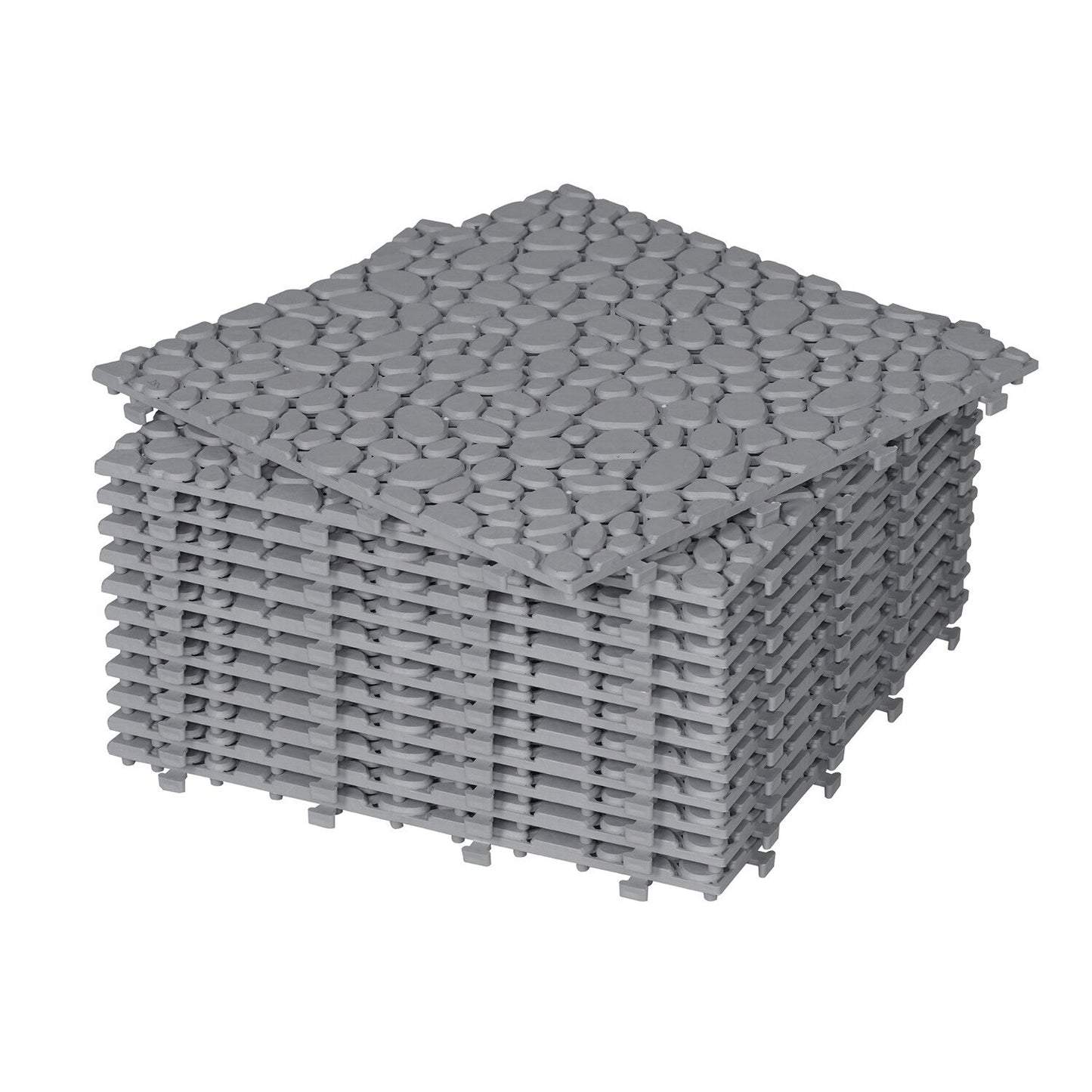 Bybafun 12-in x 12-in 60-Pack Gray Prefinished Vinyl/Plastic Deck Tile (60-sq ft)