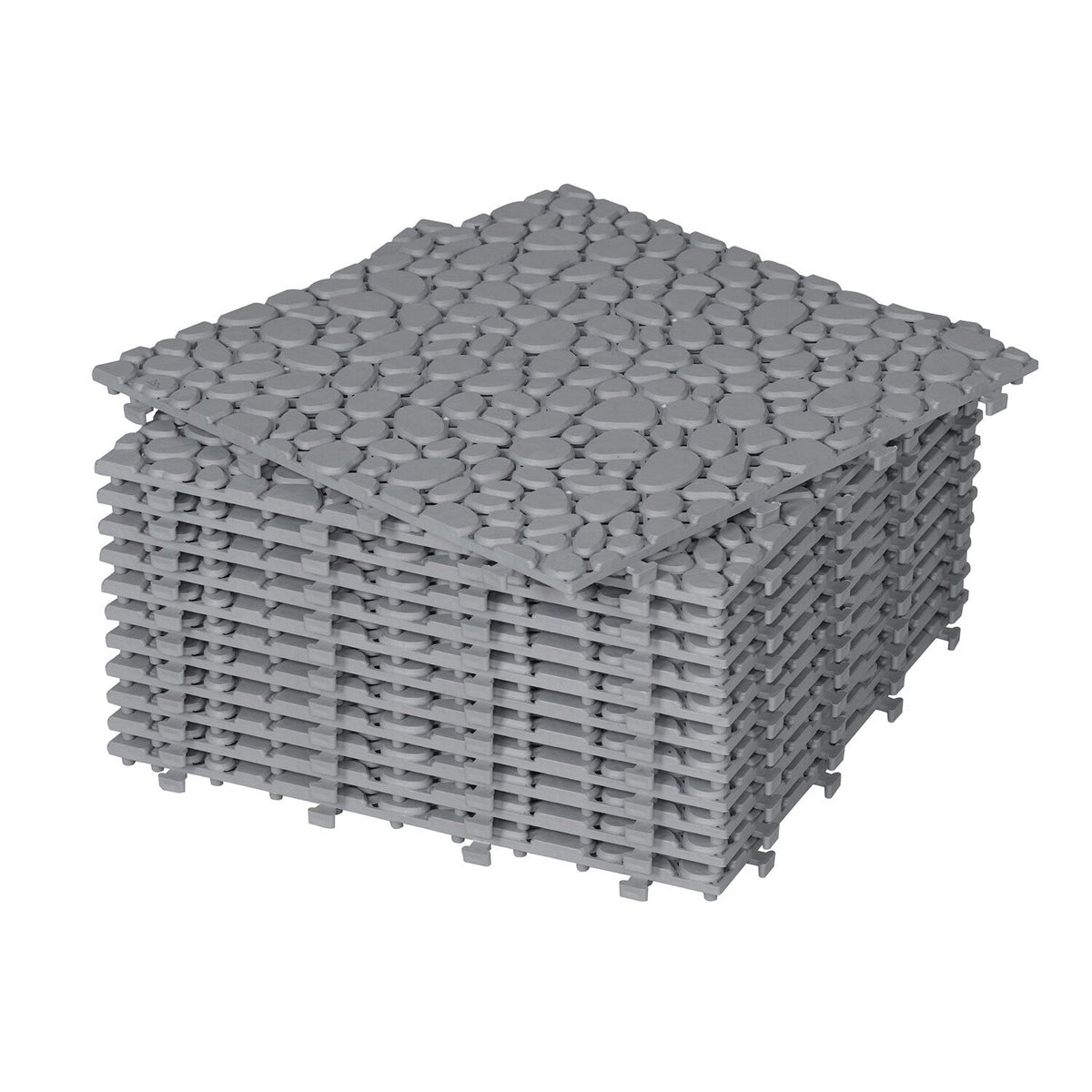 Bybafun 12-in x 12-in 24-Pack Gray Prefinished Vinyl/Plastic Deck Tile (24-sq ft)