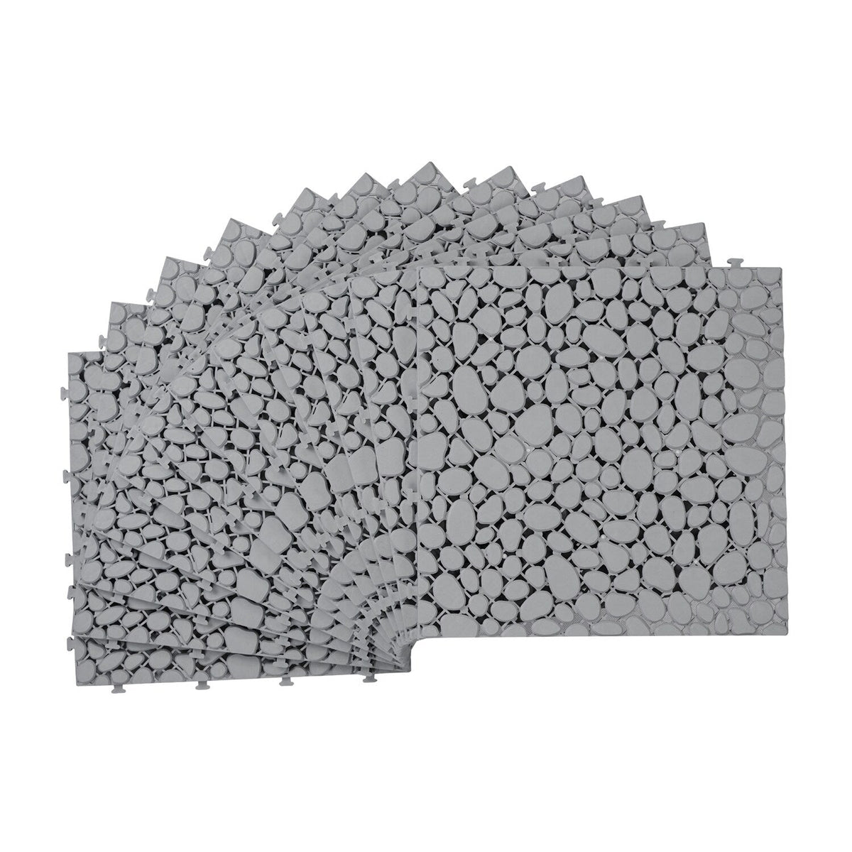 Bybafun 12-in x 12-in 24-Pack Gray Prefinished Vinyl/Plastic Deck Tile (24-sq ft)
