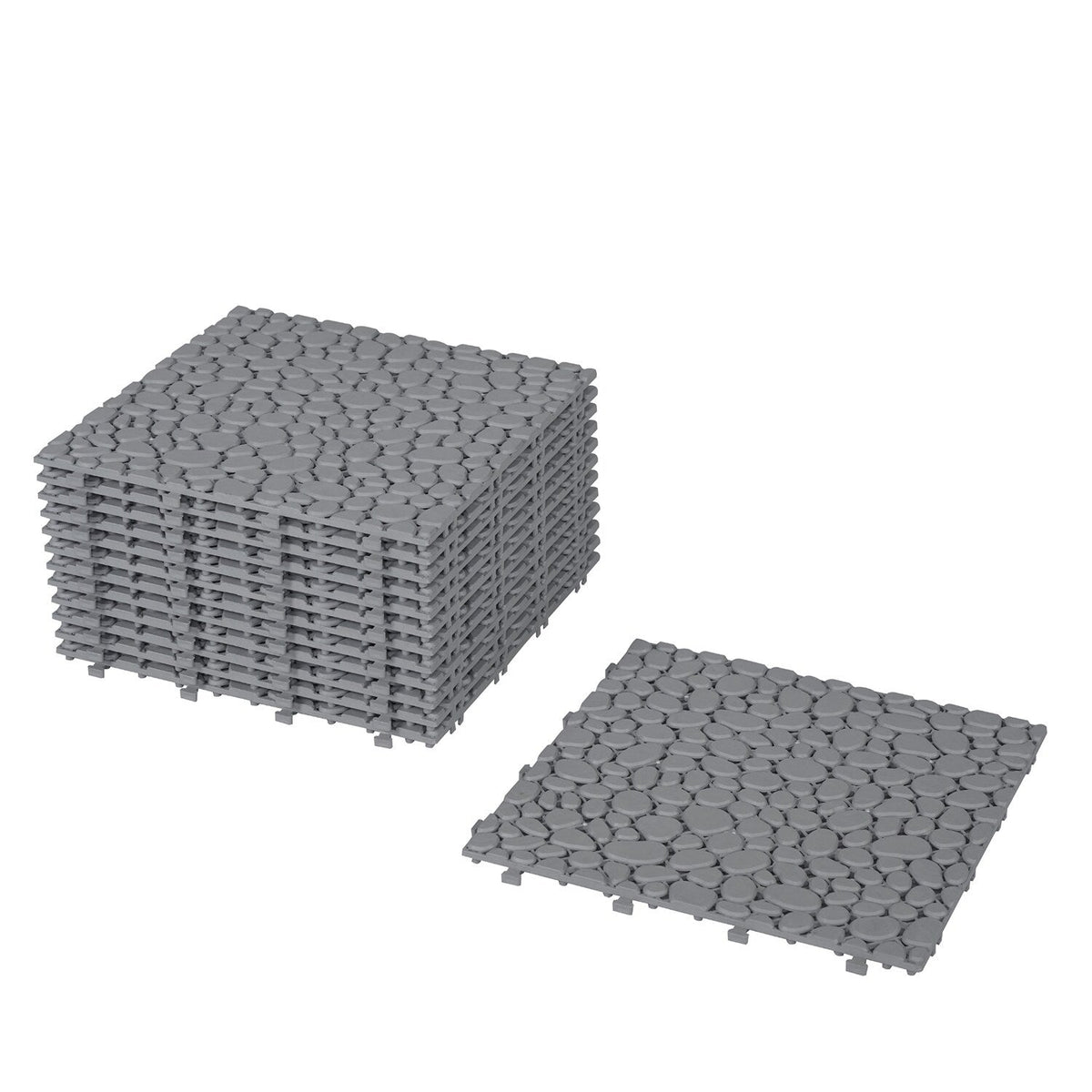 Bybafun 12-in x 12-in 24-Pack Gray Prefinished Vinyl/Plastic Deck Tile (24-sq ft)