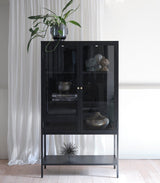Contemporary/Modern Black Metal China Cabinet