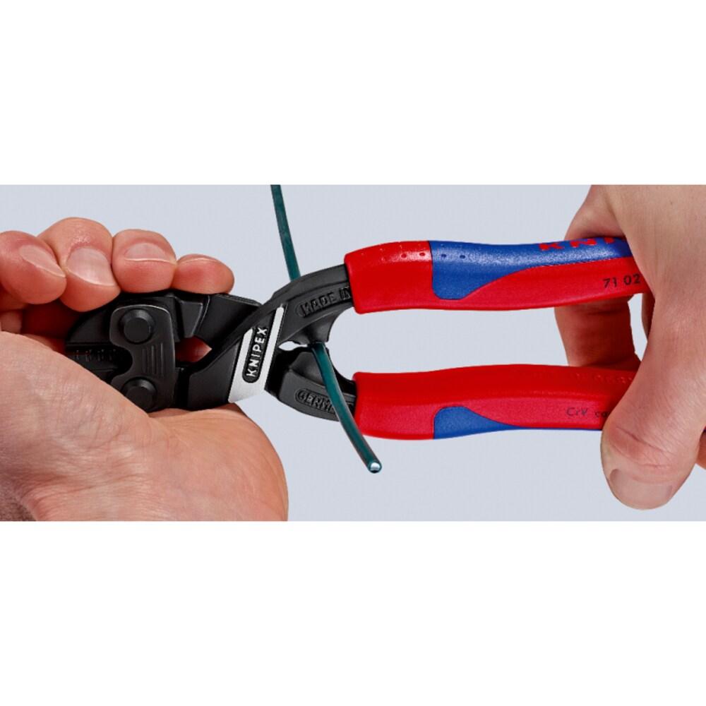 KNIPEX 8-in Tether-Ready Cutting Pliers, High Leverage, Red/Blue Handles