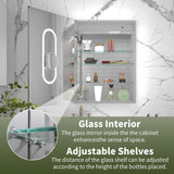 ExBrite Vilara 24-in x 32-in Lighted LED Fog Free Surface/Recessed Mount Silver Mirrored Soft Close Medicine Cabinet with Outlet