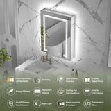 ExBrite Vilara 24-in x 32-in Lighted LED Fog Free Surface/Recessed Mount Silver Mirrored Soft Close Medicine Cabinet with Outlet