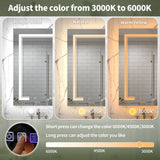 ExBrite Vilara 24-in x 32-in Lighted LED Fog Free Surface/Recessed Mount Silver Mirrored Soft Close Medicine Cabinet with Outlet