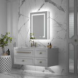 ExBrite Vilara 24-in x 32-in Lighted LED Fog Free Surface/Recessed Mount Silver Mirrored Soft Close Medicine Cabinet with Outlet