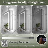 ExBrite Vilara 24-in x 32-in Lighted LED Fog Free Surface/Recessed Mount Silver Mirrored Soft Close Medicine Cabinet with Outlet