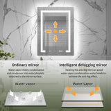 ExBrite Vilara 24-in x 32-in Lighted LED Fog Free Surface/Recessed Mount Silver Mirrored Soft Close Medicine Cabinet with Outlet
