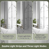 ExBrite Vilara 24-in x 32-in Lighted LED Fog Free Surface/Recessed Mount Silver Mirrored Soft Close Medicine Cabinet with Outlet