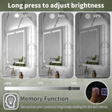 ExBrite Vilara 36-in x 32-in Lighted LED Fog Free Surface/Recessed Mount Silver Mirrored Soft Close Medicine Cabinet with Outlet