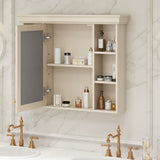 AAZJ MRS 35-in x 28-in Surface Mount Beige Mirrored Soft Close Medicine Cabinet