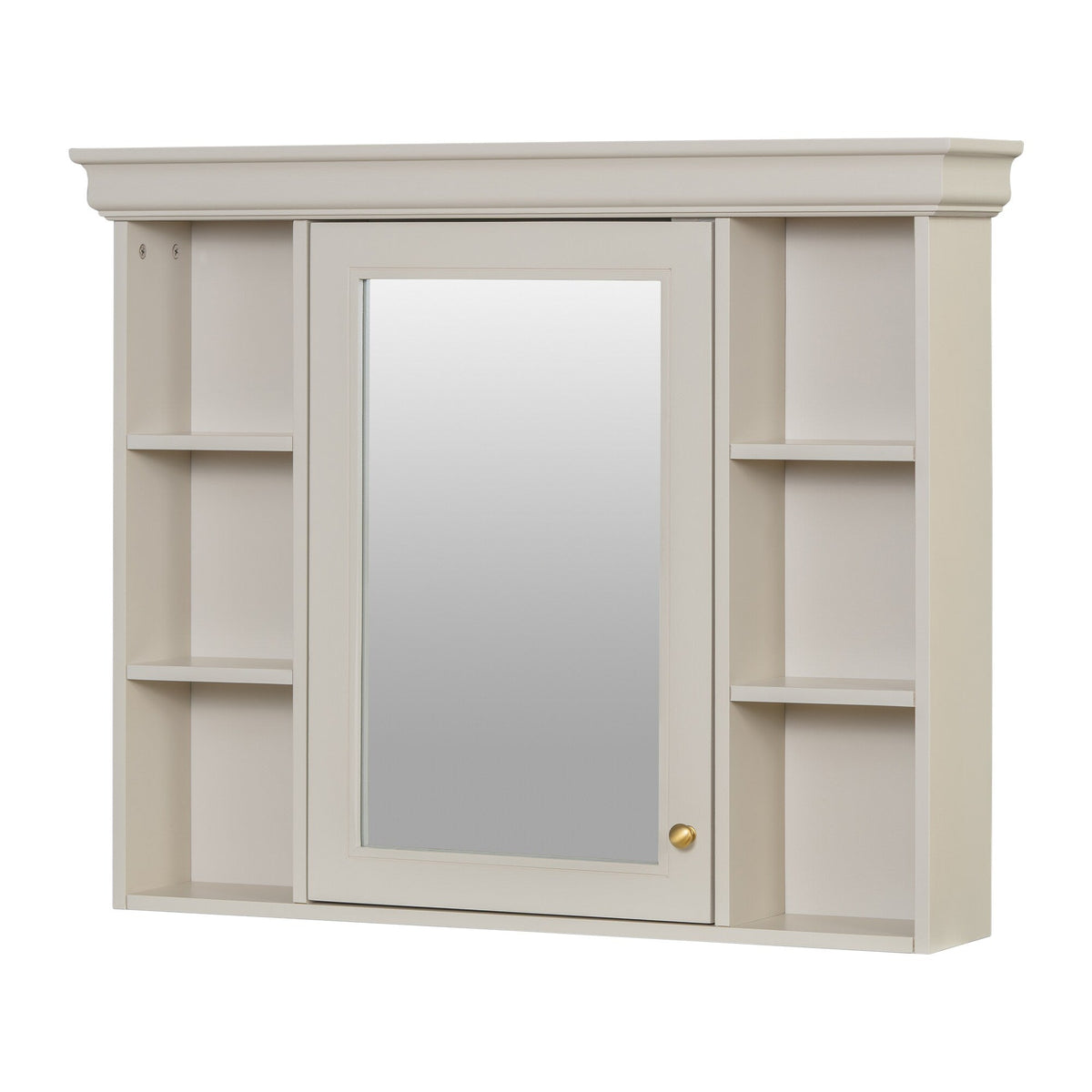AAZJ MRS 35-in x 28-in Surface Mount Beige Mirrored Soft Close Medicine Cabinet