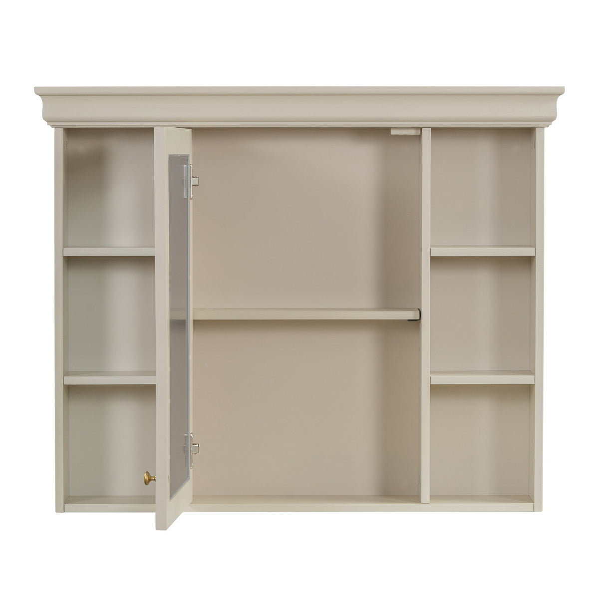 AAZJ MRS 35-in x 28-in Surface Mount Beige Mirrored Soft Close Medicine Cabinet