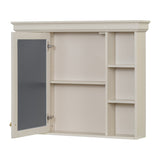 AAZJ MRS 35-in x 28-in Surface Mount Beige Mirrored Soft Close Medicine Cabinet