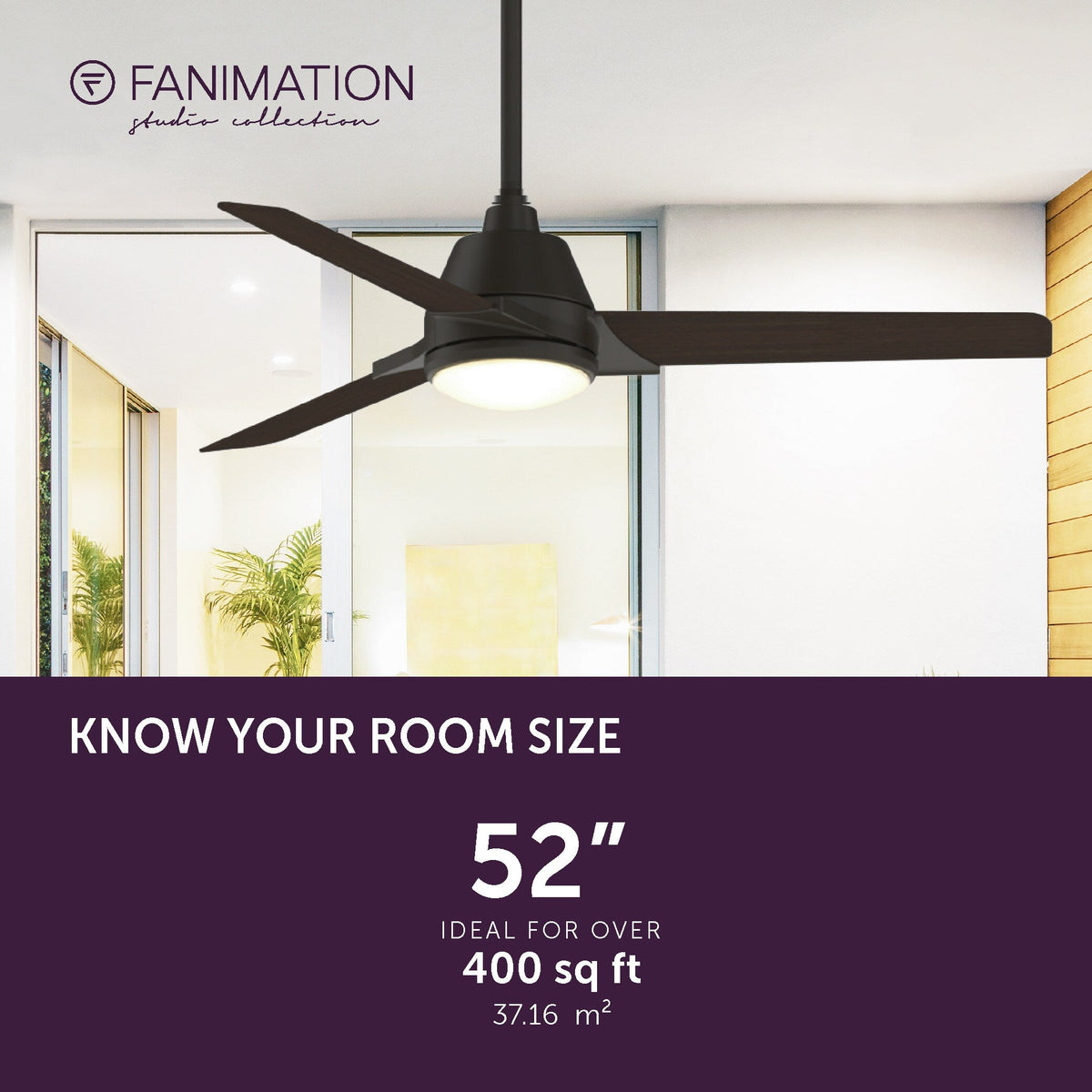 Fanimation Studio Collection Pyramid 52-in Aged Bronze LED Indoor/Outdoor Ceiling Fan with Remote (3-Blade)
