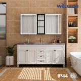 WELLFOR W12 60-in x 30-in Lighted LED Fog Free Surface/Recessed Mount Anodized Black Aluminum Mirrored Soft Close Medicine Cabinet with Outlet