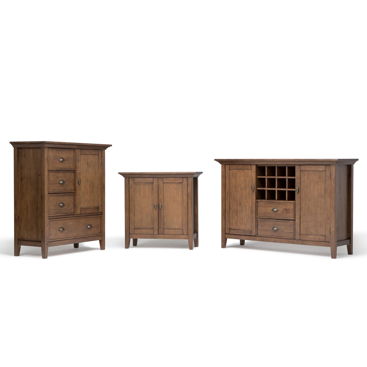 Simpli Home Redmond Rustic Natural Aged Brown Transitional Wood Media Cabinet