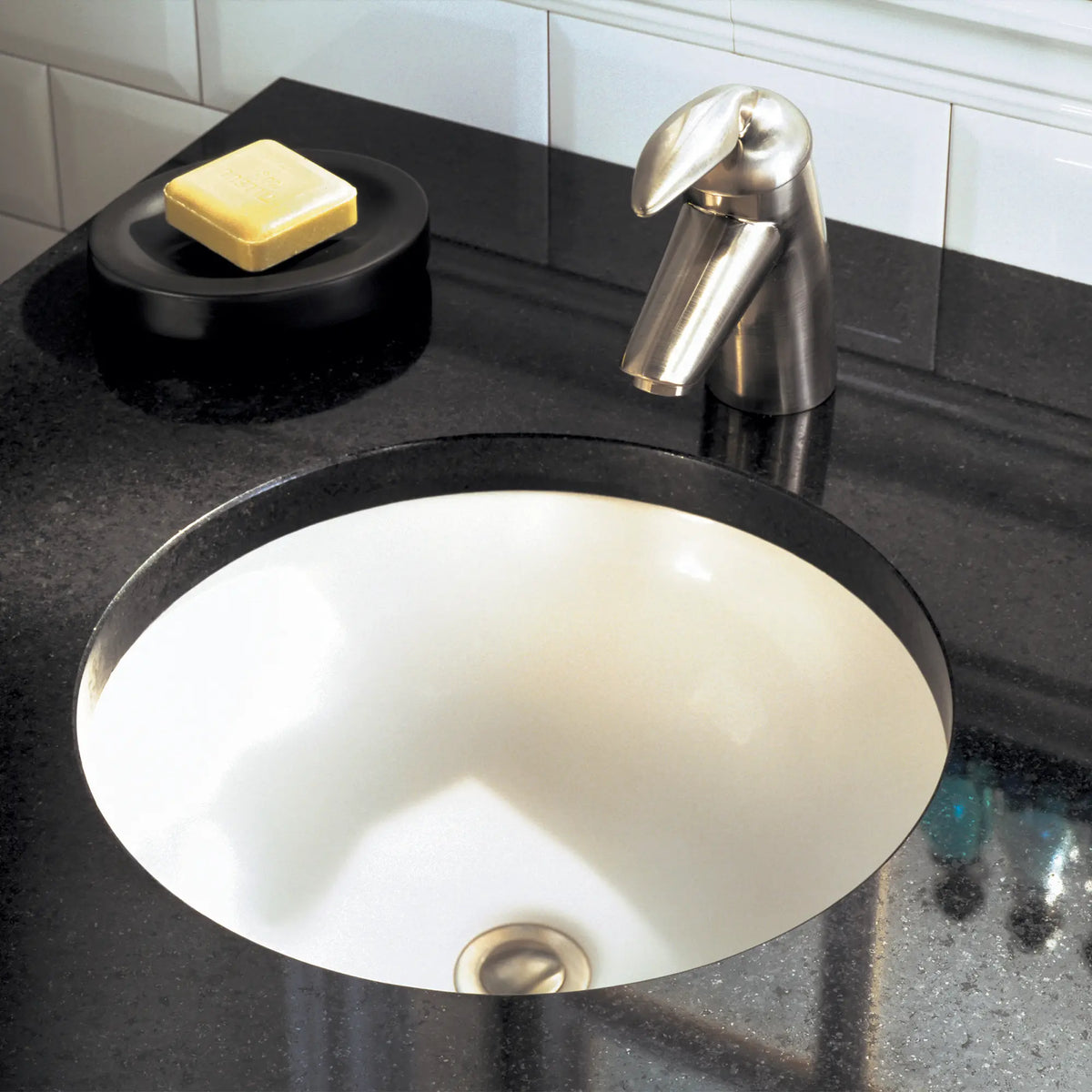 American Standard Orbit Under Counter Undermount Bathroom Sink, Round, White, 15-1/2 in.