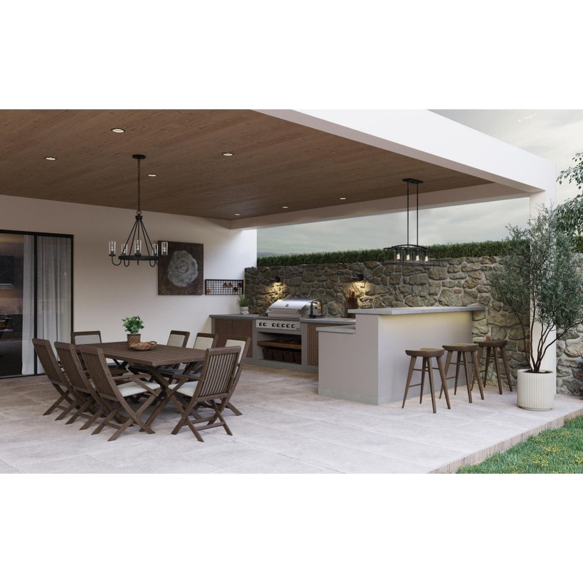 Progress Lighting Swansea 4-Light Matte Black Transitional Outdoor Chandelier