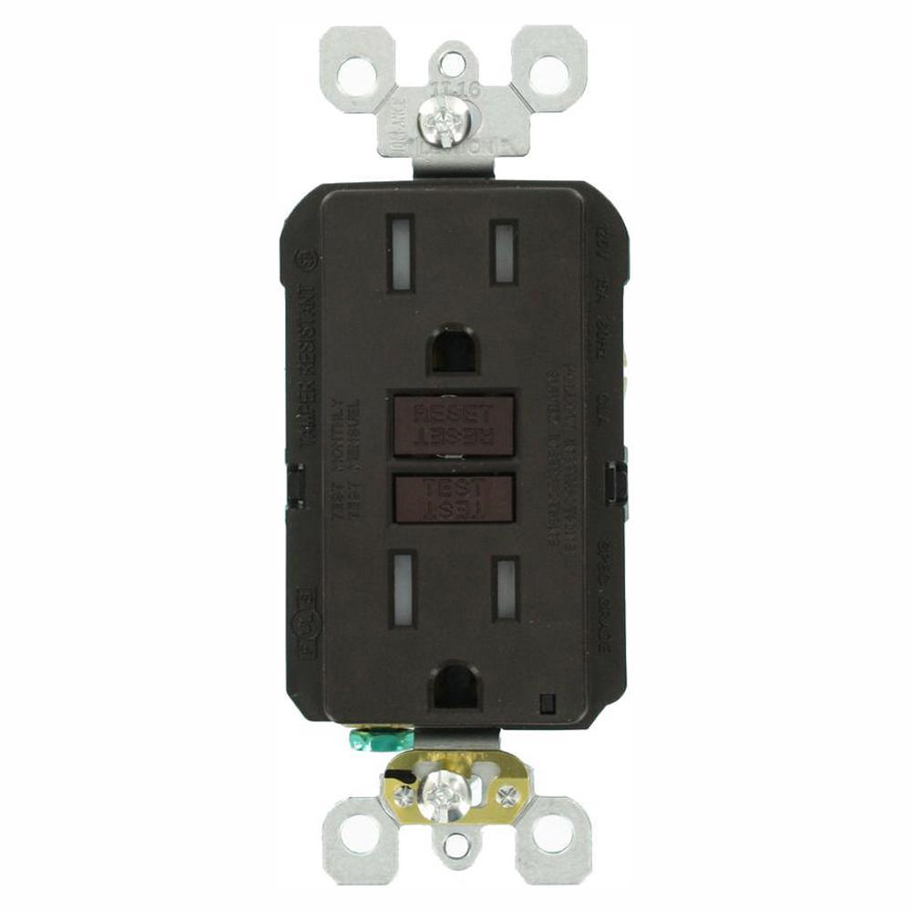 15 Amp 125-Volt Duplex SmarTest Self-Test SmartlockPro Tamper Resistant GFCI Outlet, Black - Super Arbor