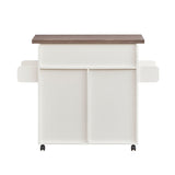 CESICIA White Wood Base with Wood Top Rolling Kitchen Island (15.3-in x 45-in x 35.25-in)