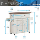 CESICIA White Wood Base with Wood Top Rolling Kitchen Island (15.3-in x 45-in x 35.25-in)