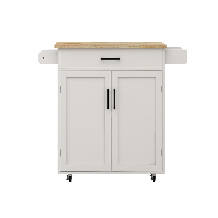 CESICIA White Mdf Base with Mdf Wood Top Rolling Kitchen Island (17.72-in x 28.74-in x 36.22-in)