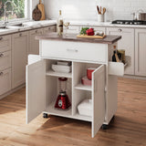 CESICIA White Wood Base with Wood Top Rolling Kitchen Island (15.3-in x 45-in x 35.25-in)