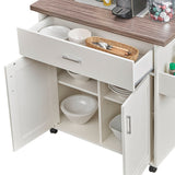 CESICIA White Wood Base with Wood Top Rolling Kitchen Island (15.3-in x 45-in x 35.25-in)