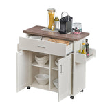 CESICIA White Wood Base with Wood Top Rolling Kitchen Island (15.3-in x 45-in x 35.25-in)