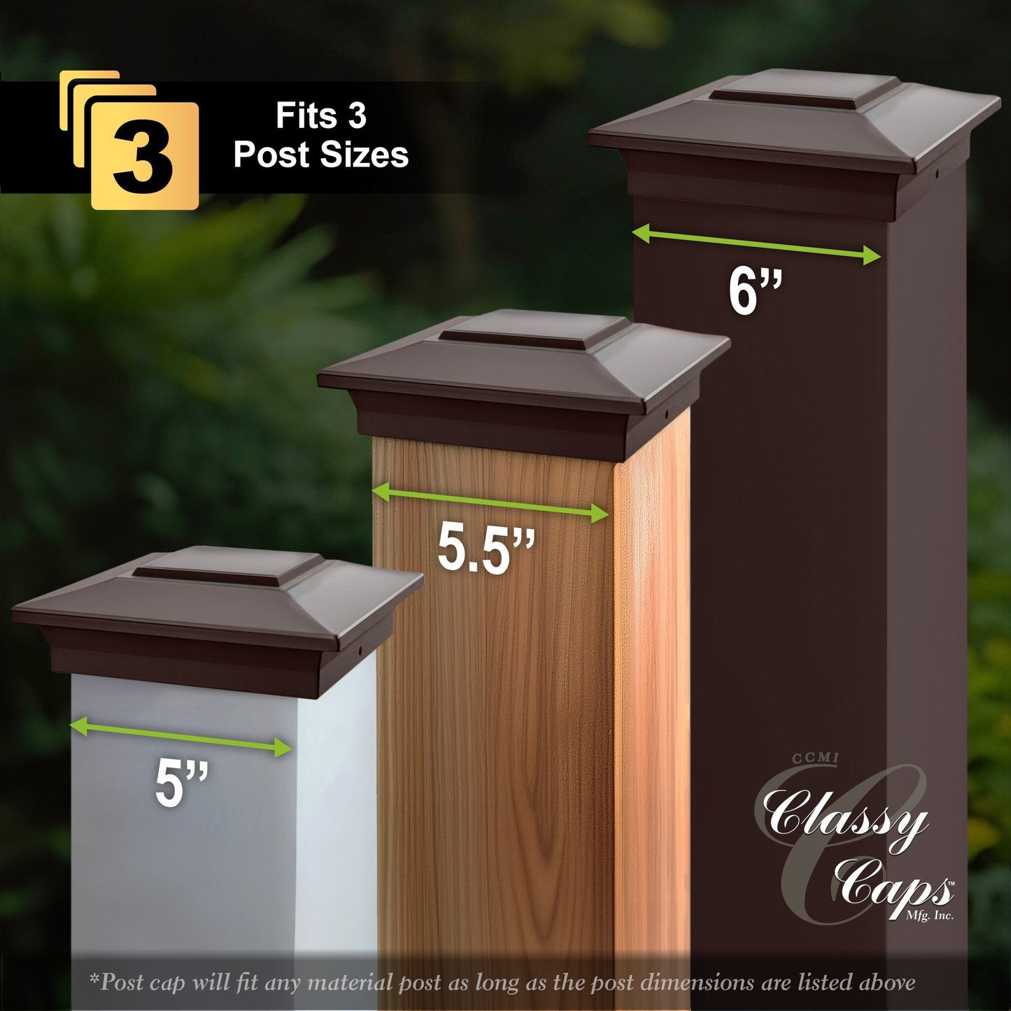 Classy Caps 6-in x 6-in Bronze Aluminum Deck Post Cap