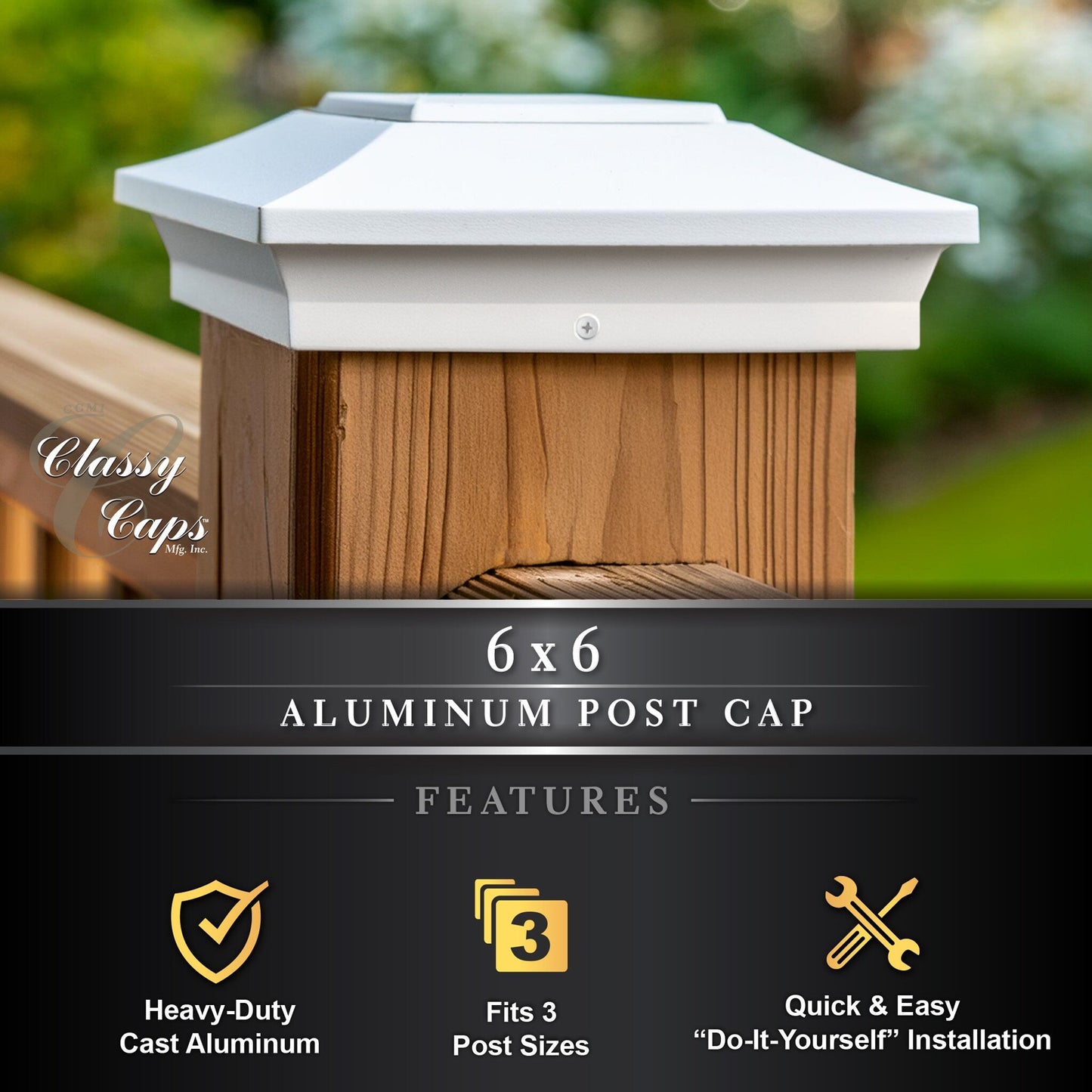 Classy Caps 6-in x 6-in White Aluminum Deck Post Cap